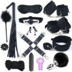 Adult Bondage BDSM Kit for Women – Nylon Restraints Set with Handcuffs, Whip, Gag & Tail Plug - Image 4