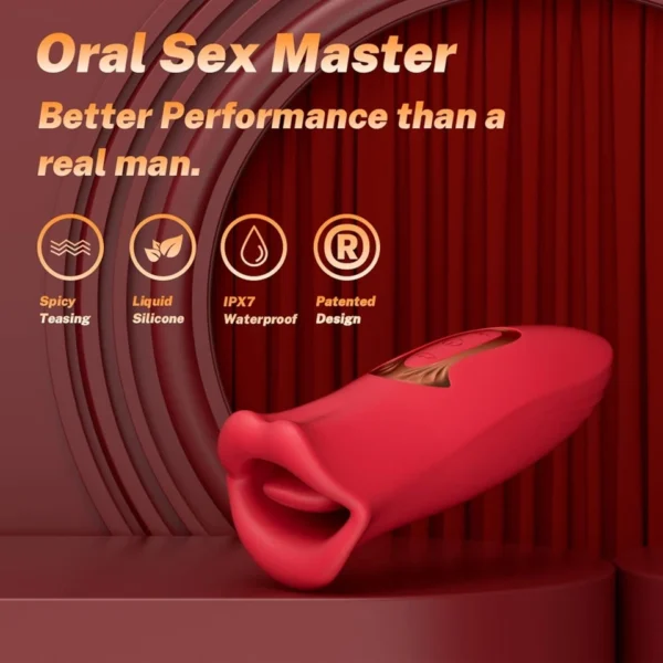 Women’s Tongue Vibrator, Clitoral, Nipple and Vaginal Stimulator, Multi-Speed Rechargeable Female Vibrator Toy