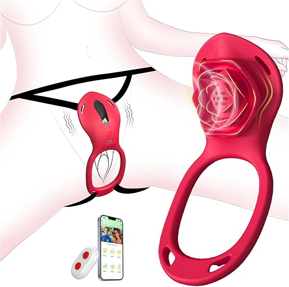 Couples Remote Control Wearable Vibrator with App, Hands-Free Panty Massager & Cock Ring Set, Rechargeable Adult Couple Toy