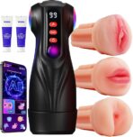 3-in-1 App Controlled Automatic Male Masturbator Cup, Rechargeable Vibrating & Suction Stroker for Men, Hands-Free Adult Wellness Device