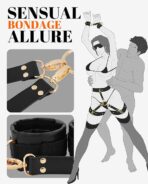 Thierry SM Bondage Restraint Set with Waistband, Wrist & Thigh Cuffs, Cross Buckle Adjustable Adult Restraints Kit