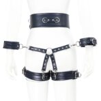 Thierry SM Bondage Restraint Set with Waistband, Wrist & Thigh Cuffs, Cross Buckle Adjustable Adult Restraints Kit - Image 12