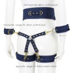 Thierry SM Bondage Restraint Set with Waistband, Wrist & Thigh Cuffs, Cross Buckle Adjustable Adult Restraints Kit - Image 9