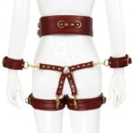 Thierry SM Bondage Restraint Set with Waistband, Wrist & Thigh Cuffs, Cross Buckle Adjustable Adult Restraints Kit - Image 10