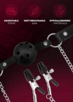 BDSM Bondage Sex Toy Set – PU Leather Mouth Gag Ball, Nipple Clamps & Fetish Adult Games - Image 5