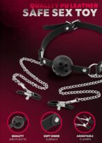 BDSM Bondage Sex Toy Set – PU Leather Mouth Gag Ball, Nipple Clamps & Fetish Adult Games - Image 7