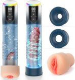 IPX7 Waterproof Electric Penis Pump for Men – 5 Suction Levels Vacuum Enlargement & Extender Device with 2 Silicone Sleeves