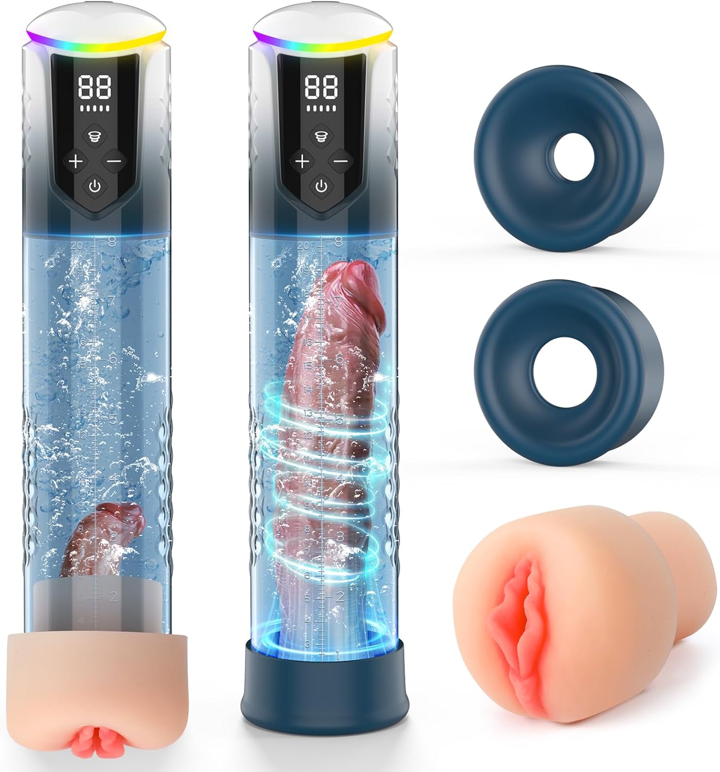 71Q2qN87uQL._AC_SL1500_ IPX7 Waterproof Electric Penis Pump for Men – 5 Suction Levels Vacuum Enlargement & Extender Device with 2 Silicone Sleeves - Image 1